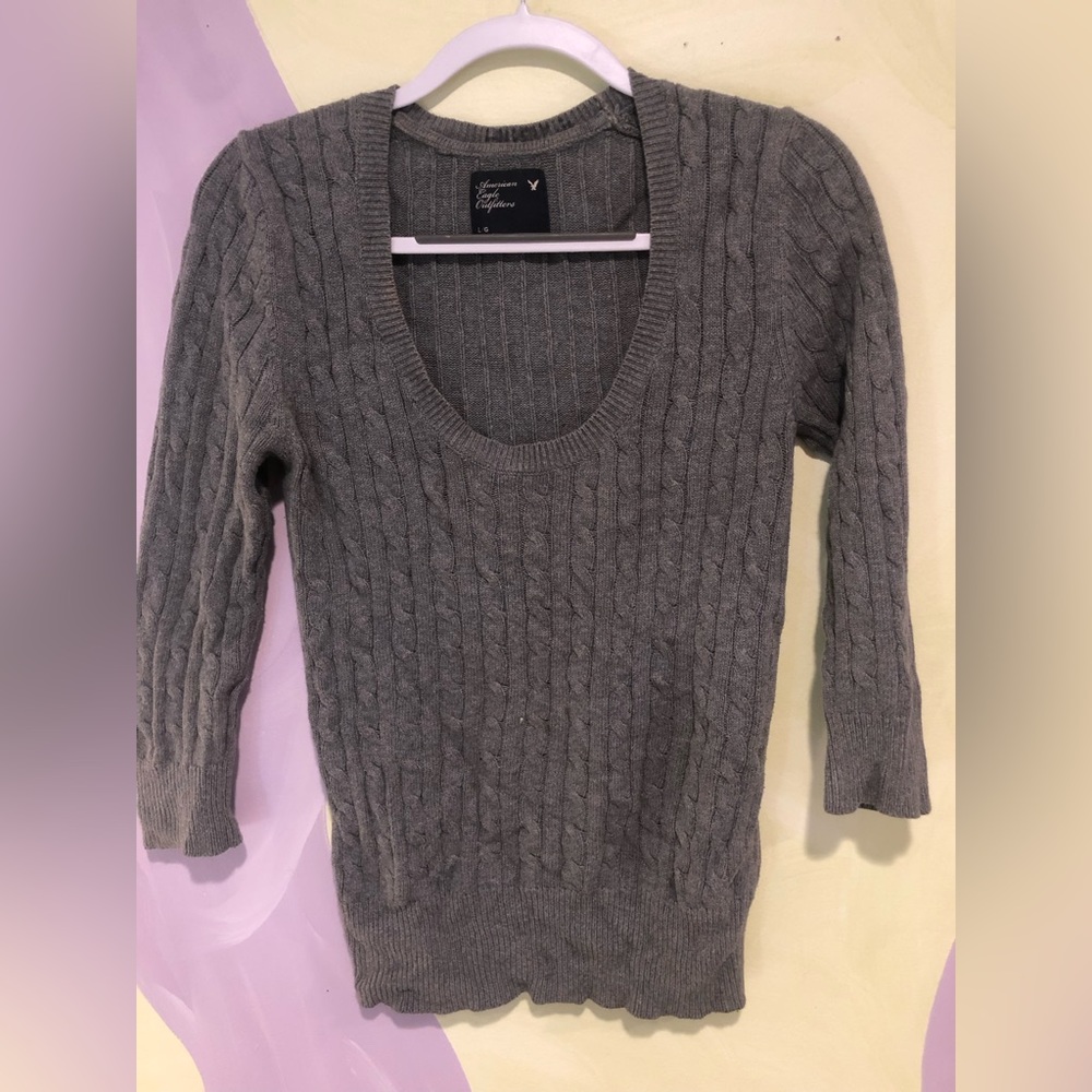 Grey scoop neck sweater